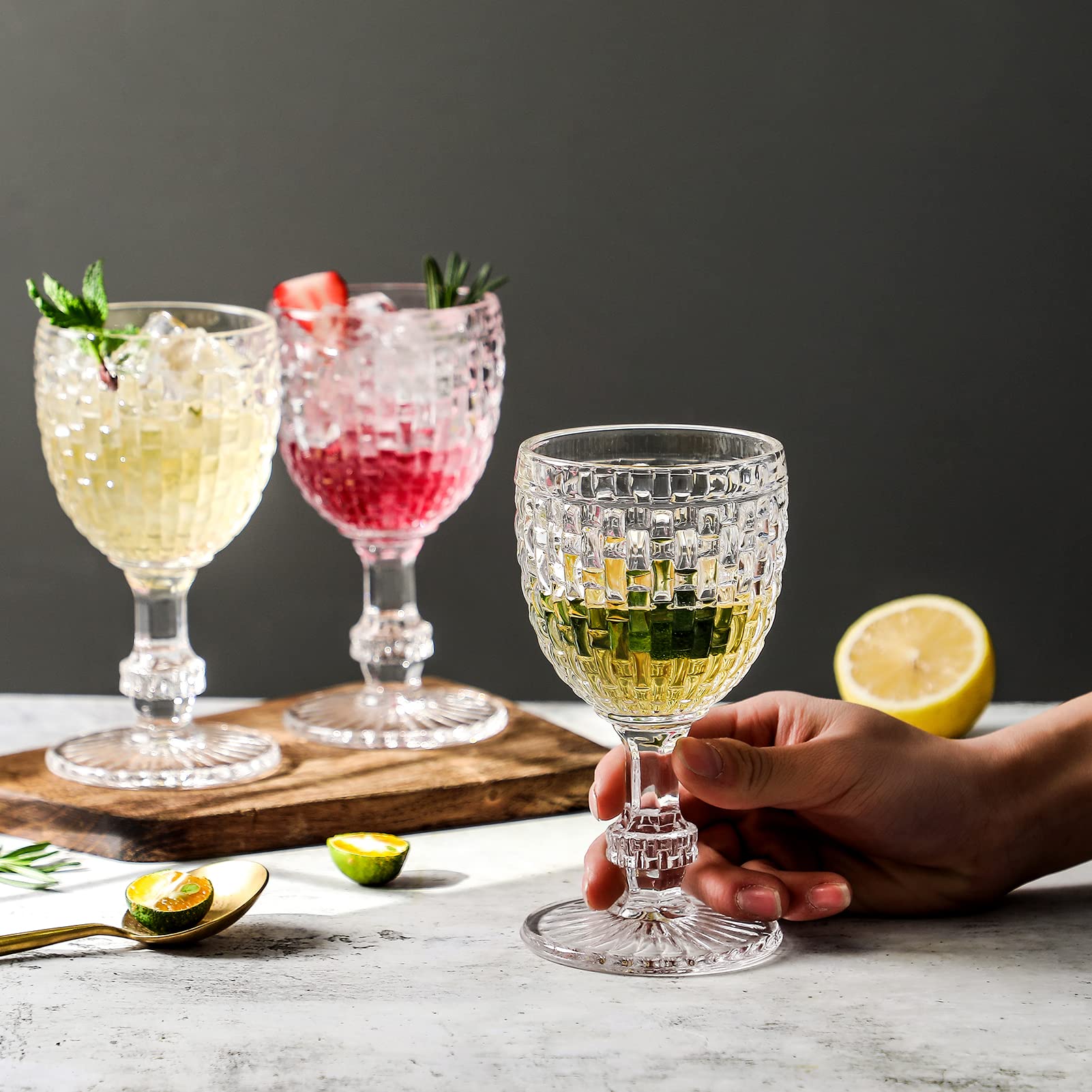Premium 6-Piece Knitted Iced Tea Glass Set - Durable Beverage Cups for Soda, Juice, Milk, Coke, Beer, Spirits & Water - Elegant Goblet Design for Everyday Use, Parties & Home Entertaining