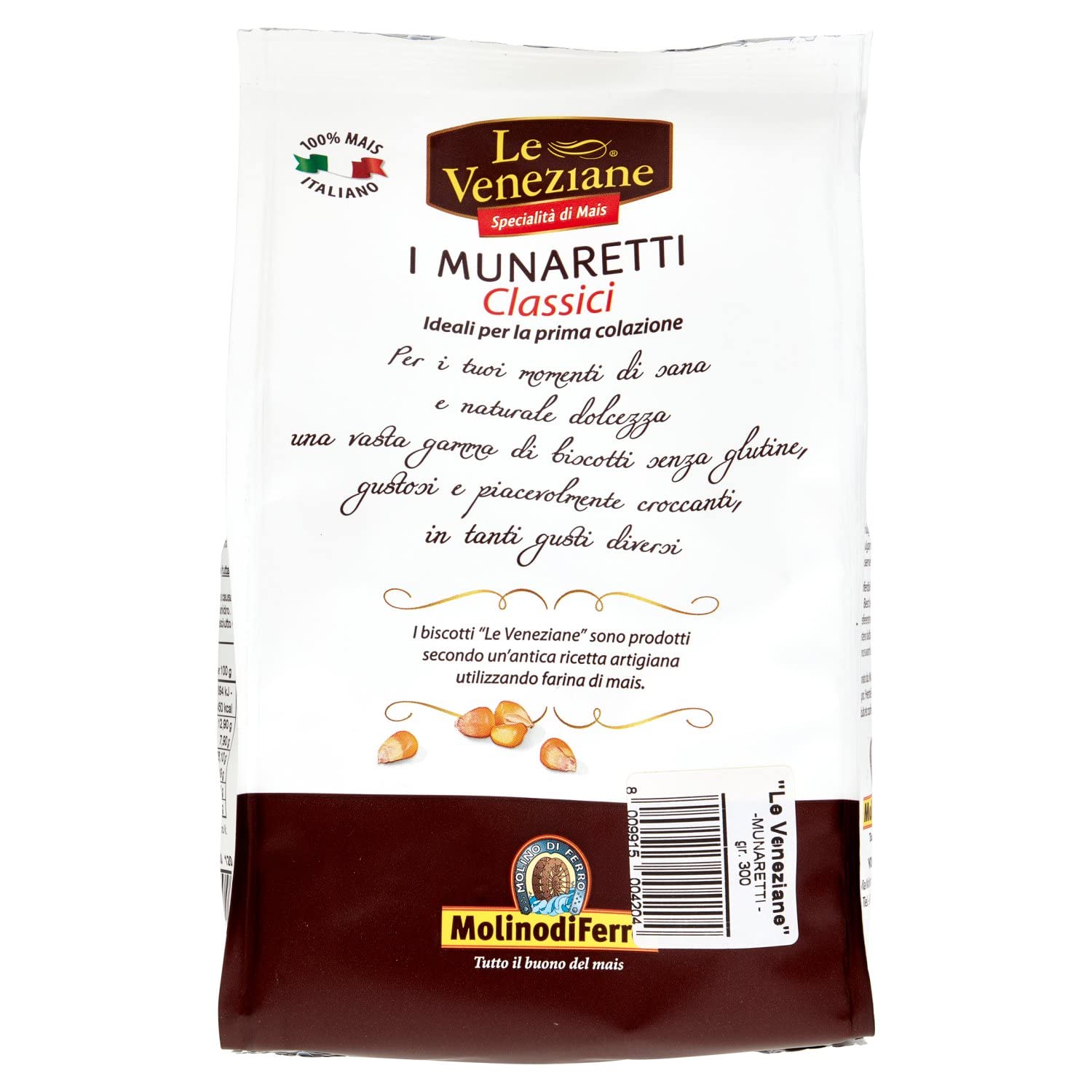 The Venetian Munaretti Biscuits Gluten Free 300g - Authentic Italian Almond Cookies, Vegan & Dairy-Free Snacks for Tea Time, Gifts & Dessert Platters