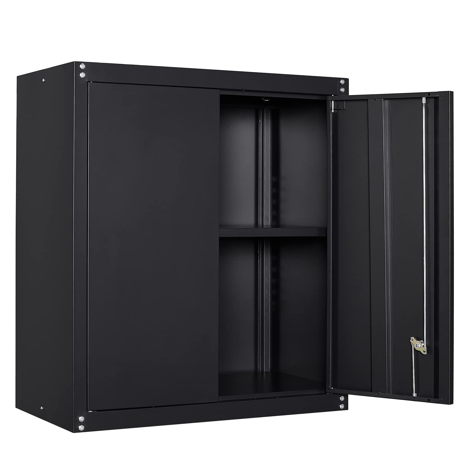 **LUCYPAL Steel Garage Wall Cabinet with Lock & Doors - Heavy Duty Metal Wall Mounted Storage for Garage, Workshop, or Shed - Black**    *(Perfect for organizing tools, auto parts, gardening supplies, or household items in garages, basements, or utility rooms.)*