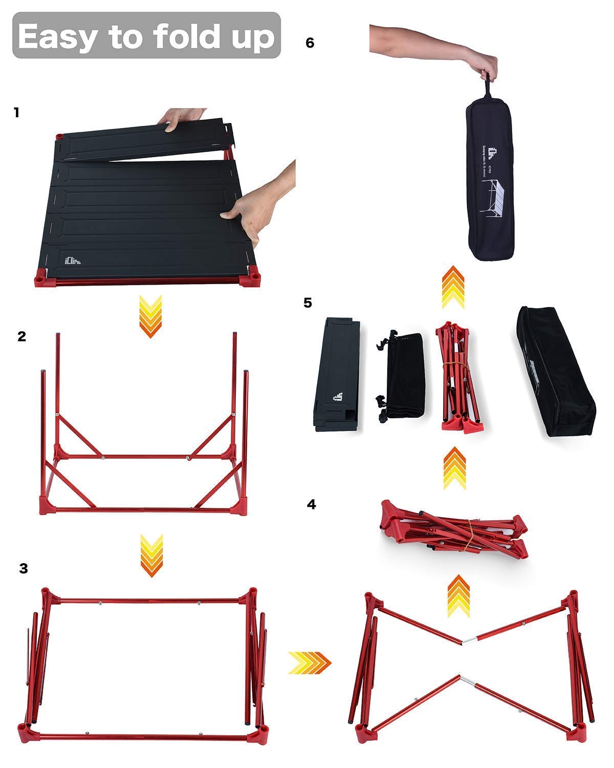 iClimb 2 Extendable Folding Tables with 1 Pack Connecting Plates & 2 Lantern Hangers - Ultralight Compact Portable for Camping, Backpacking, Beach, Concert, BBQ Party | Perfect for Outdoor Picnics, Tailgating & Home Use