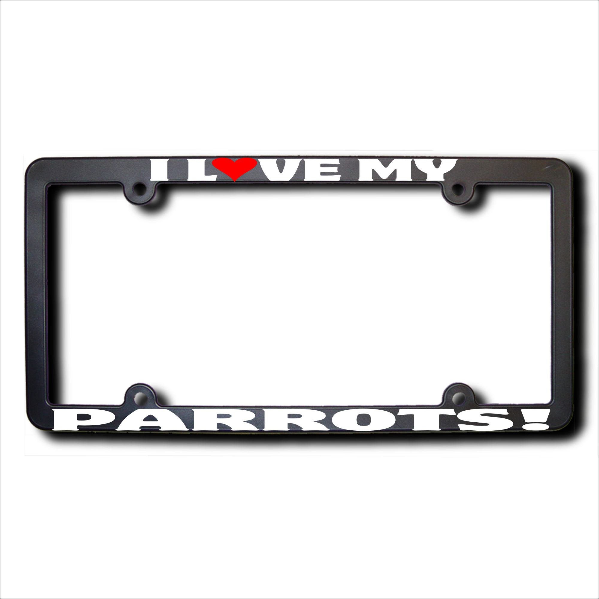 Funny I Love My Parrots License Plate Frame - Custom Car Accessories for Parrot Lovers & Bird Owners - Perfect for Showcasing Your Pet Love on Vehicles