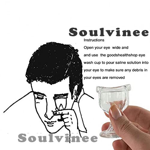 Soulvinee Premium Eye Wash Cups with Glass Smooth Edge & Eye-Shaped Rim - Snug Fit (2 Pack) - Perfect for First Aid, Eye Care, and Contact Lens Cleaning