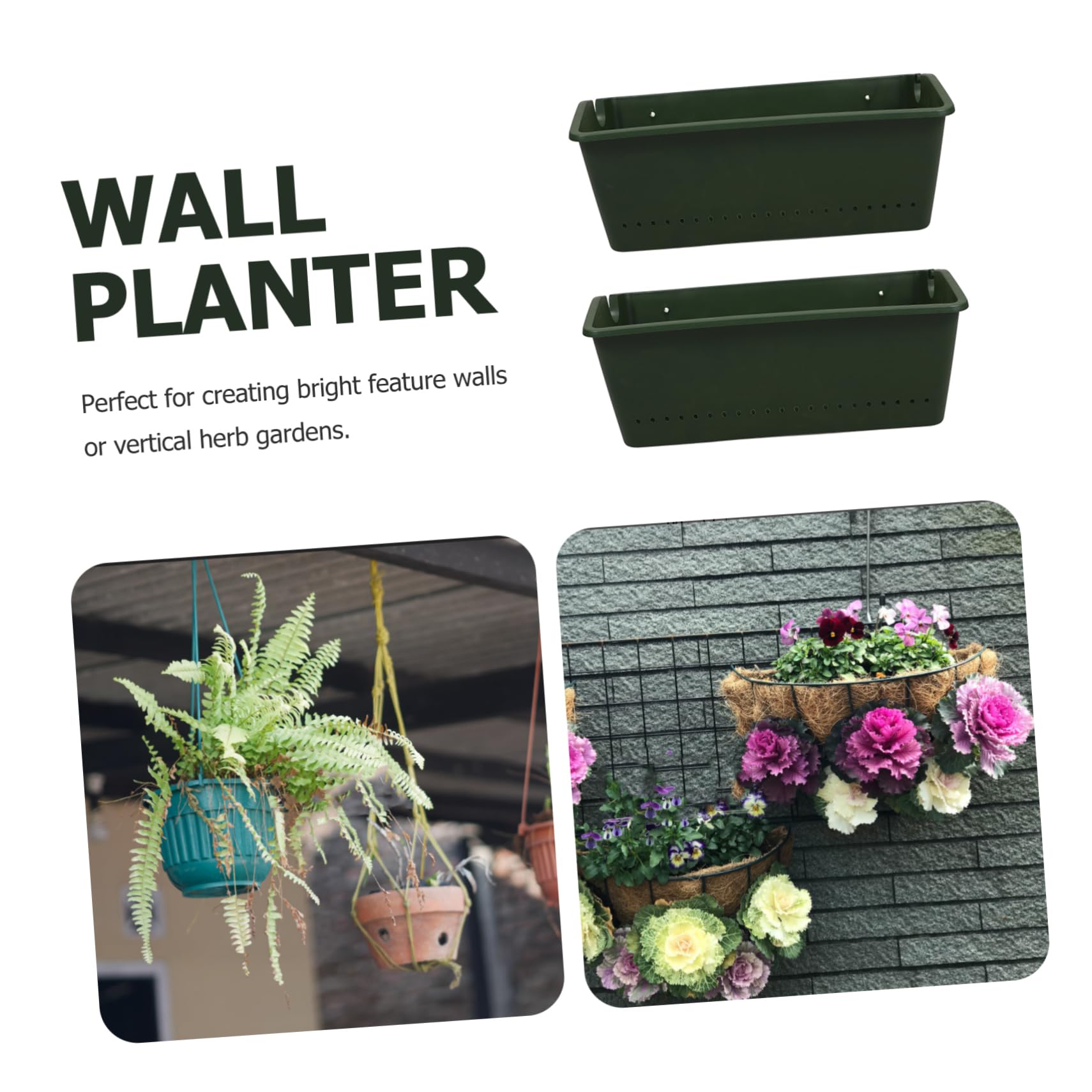 DOITOOL 2-Pack Vertical Wall Planters for Balcony - Hanging Rail Flower Pot Holder for Indoor/Outdoor Plants - Perfect for Windows, Railings & Small Space Gardening