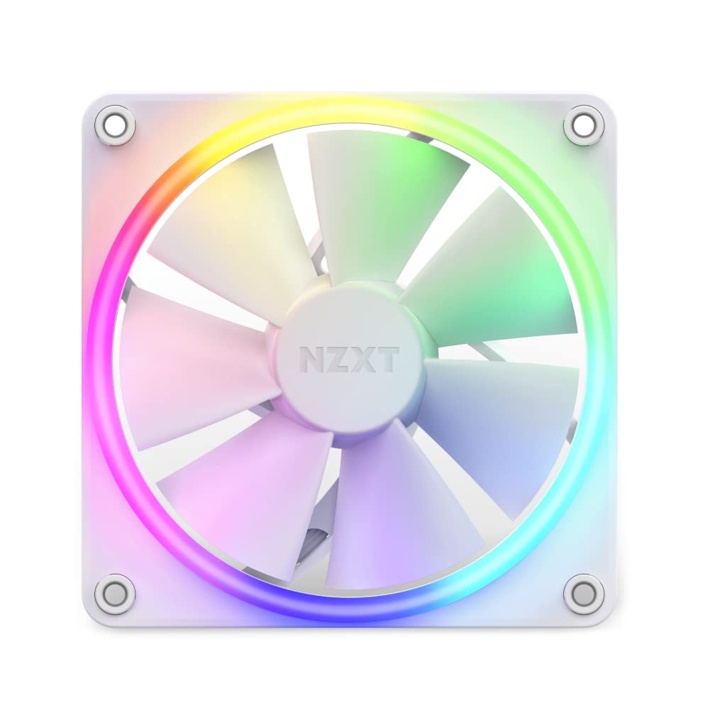 NZXT F120 RGB PC Cooling Fans - 120mm White Case Fan with Advanced RGB Lighting & Controller - Ultra Quiet Cooling for Gaming PC, Workstation, and Home Office Setup