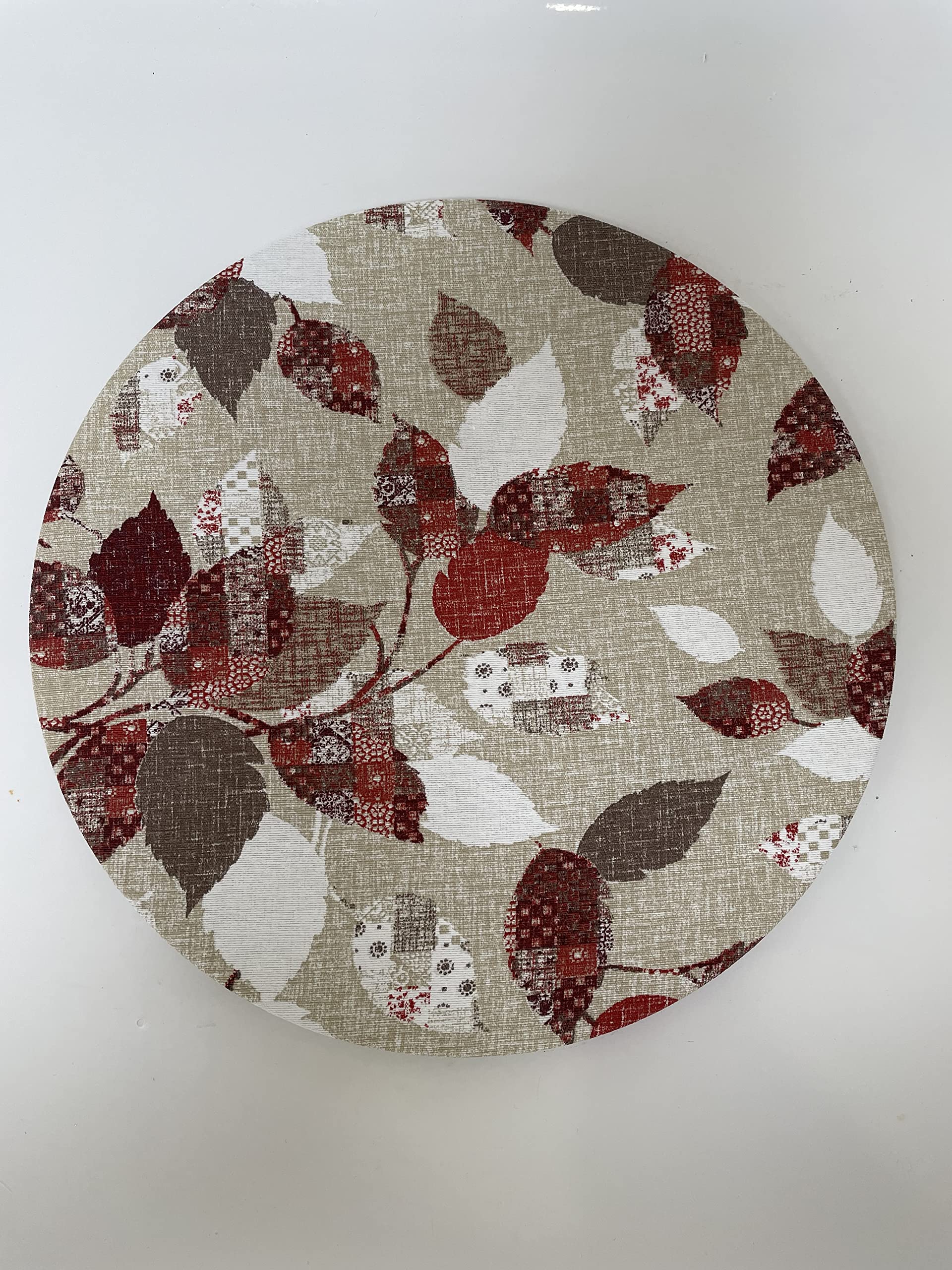 Bahu Home Red Patched Leaves Charger Plate Covers - Handmade Reusable Placemat Covers with Fabric Bag (Set of 4) - Elegant Table Setting for Dinner Parties, Weddings & Holiday Decor