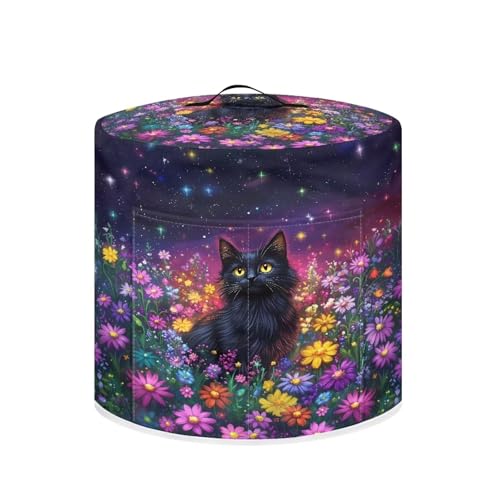 Black Cat Colorful Daisy