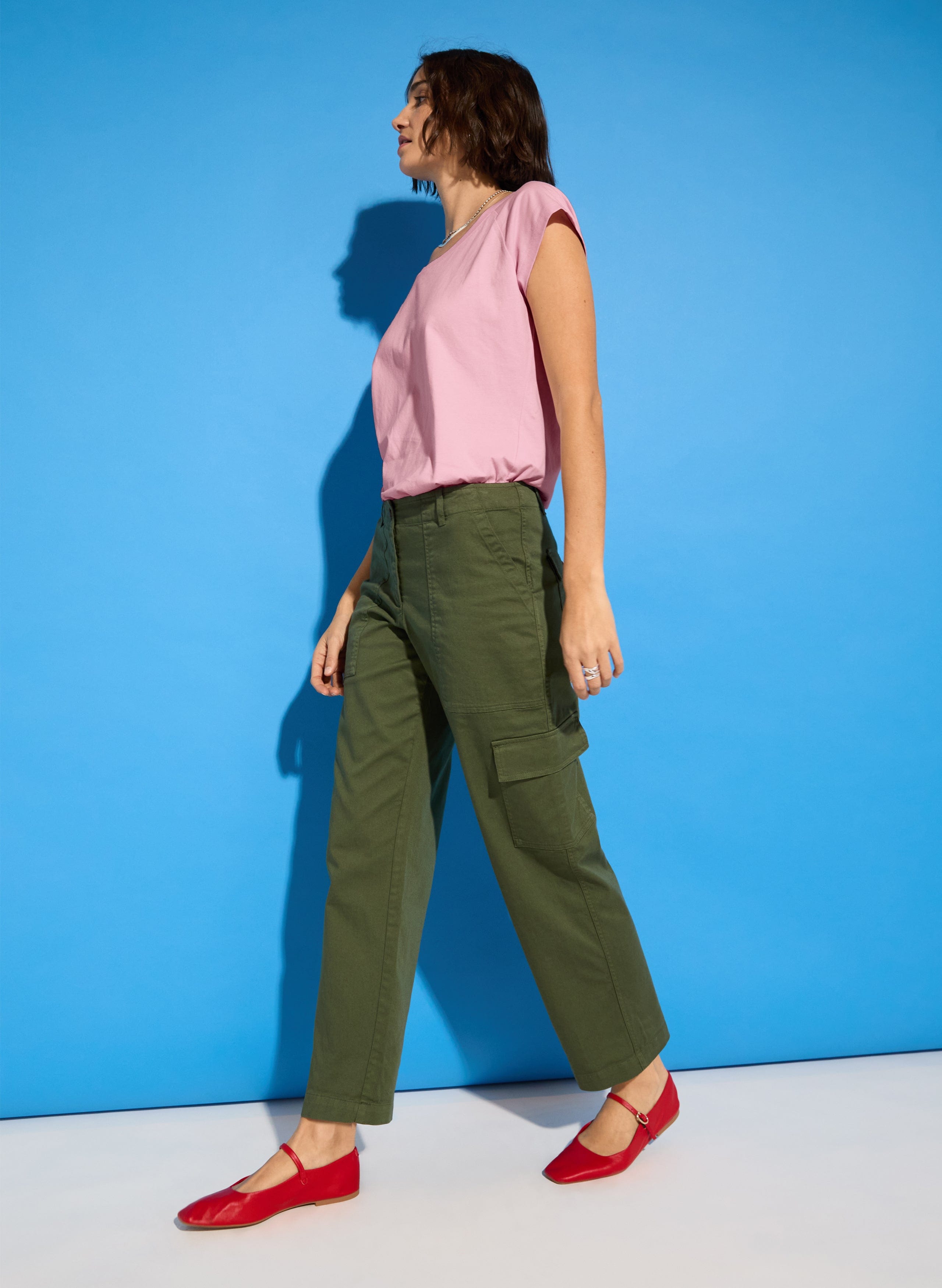 Edith Organic Cotton Cargo Pants for Women - Comfortable Khaki Casual Pants | Perfect for Hiking, Travel & Everyday Wear