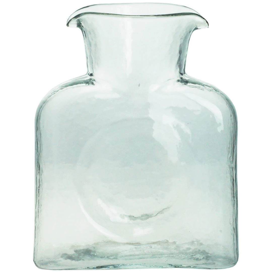 BLENKO Hand Blown Crystal Glass Water Bottle - 36oz Artisan Pitcher, Carafe & Vase - Unique Handcrafted Kitchen Decor for Iced Tea, Lemonade & Floral Arrangements