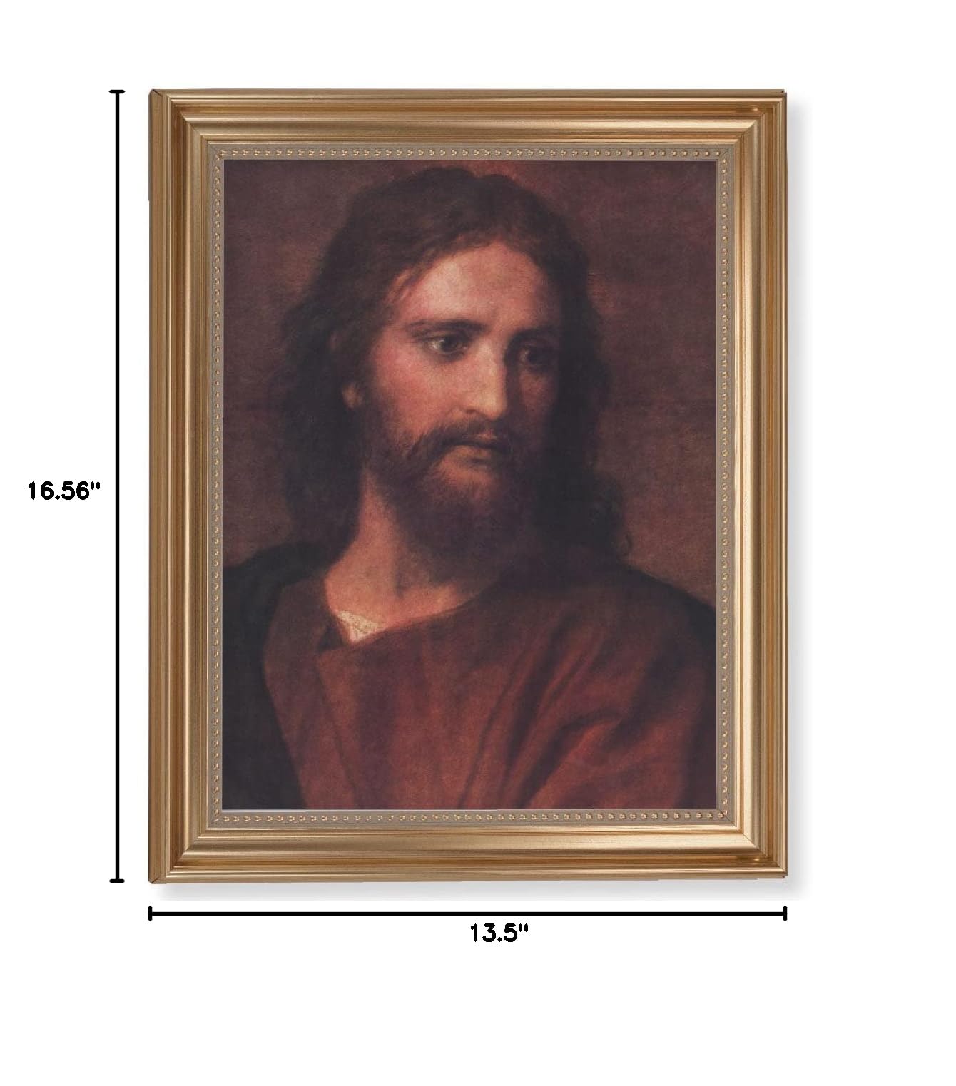 Christ at 33 Extra Large Framed Wall Art - Classic Gold Leaf Fluted Frame with Beaded Edge - Religious Home Decor for Living Room, Church & Office