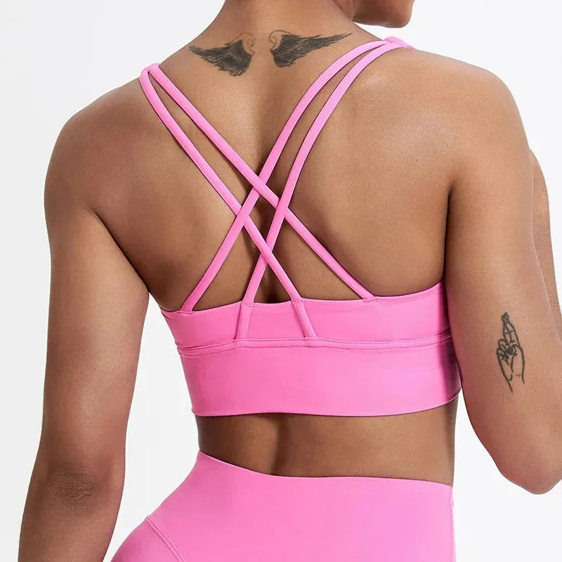 Women's Push Up Sports Bra - Cross Back Yoga Top for Running, Gym & Fitness - Shockproof Workout Crop Top - Perfect for Yoga, HIIT & Cardio Workouts