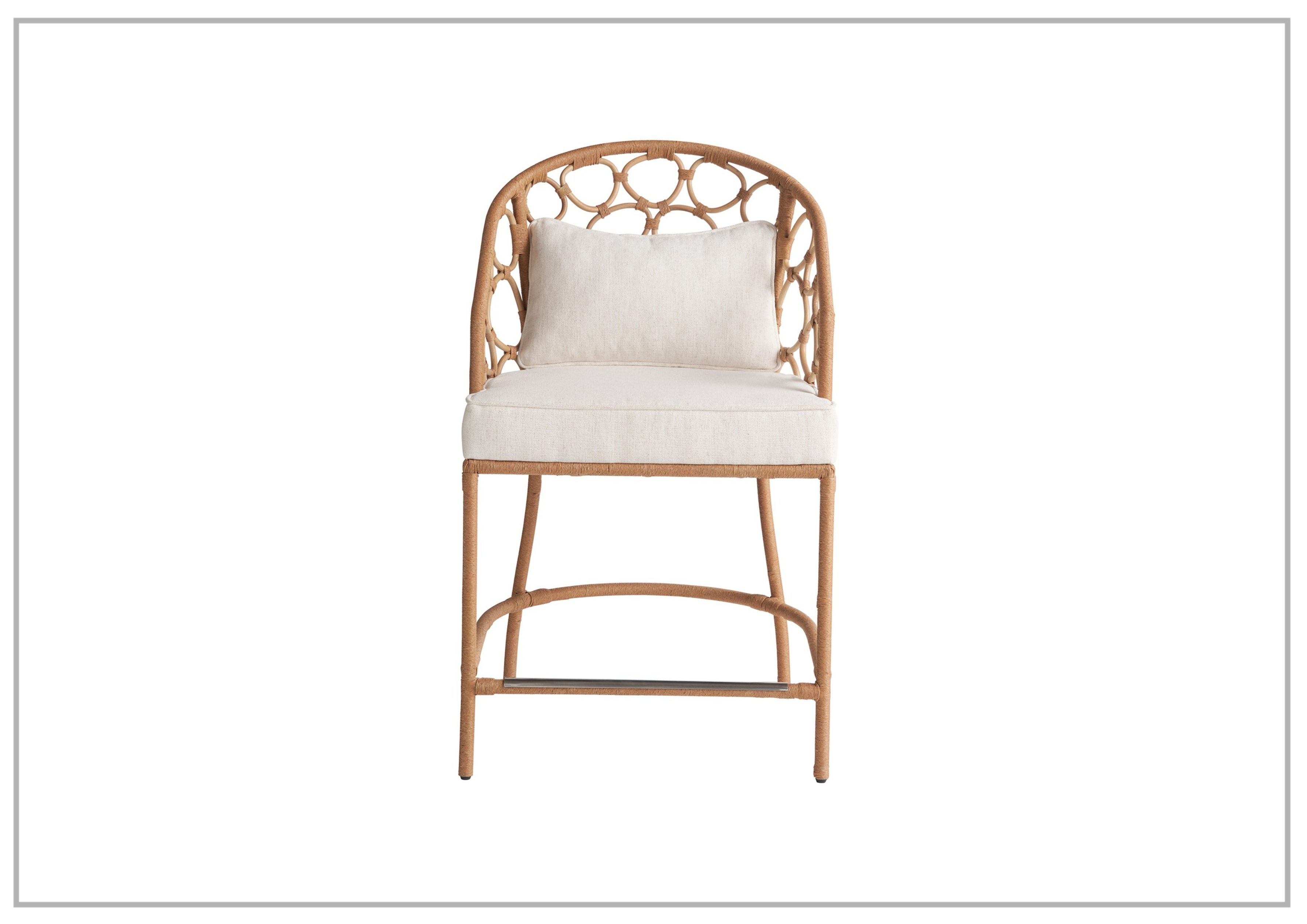 Universal Rattan Counter Stool - Pebble Weave Rectangular Bar Chair for Kitchen Island, Breakfast Nook & Outdoor Patio Seating