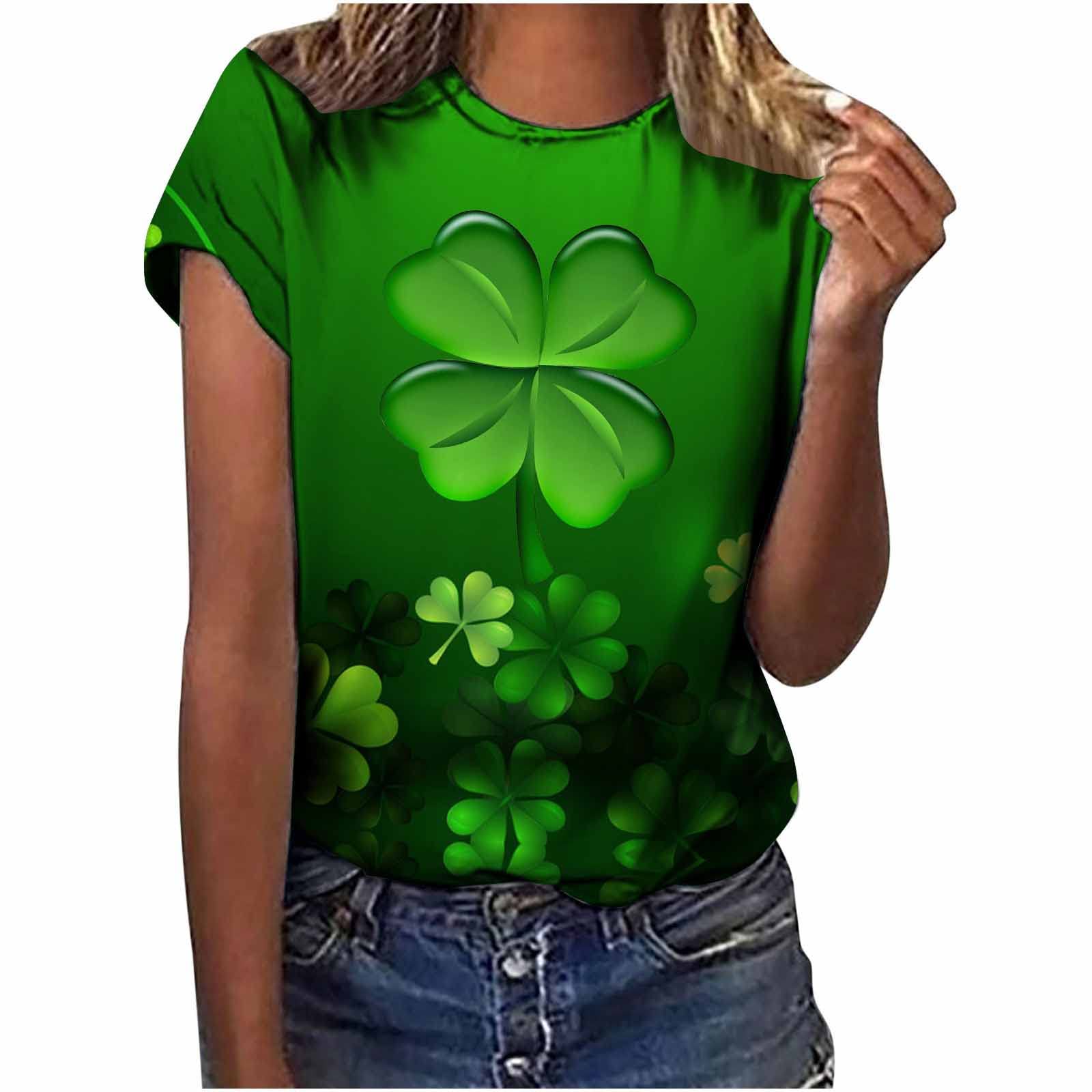 Funny St. Patrick's Day Printed Women's T-Shirt - Casual Loose Fit Shamrock Graphic Tee for Women - Perfect for Irish Themed Parties, Pub Crawls & Festive Celebrations