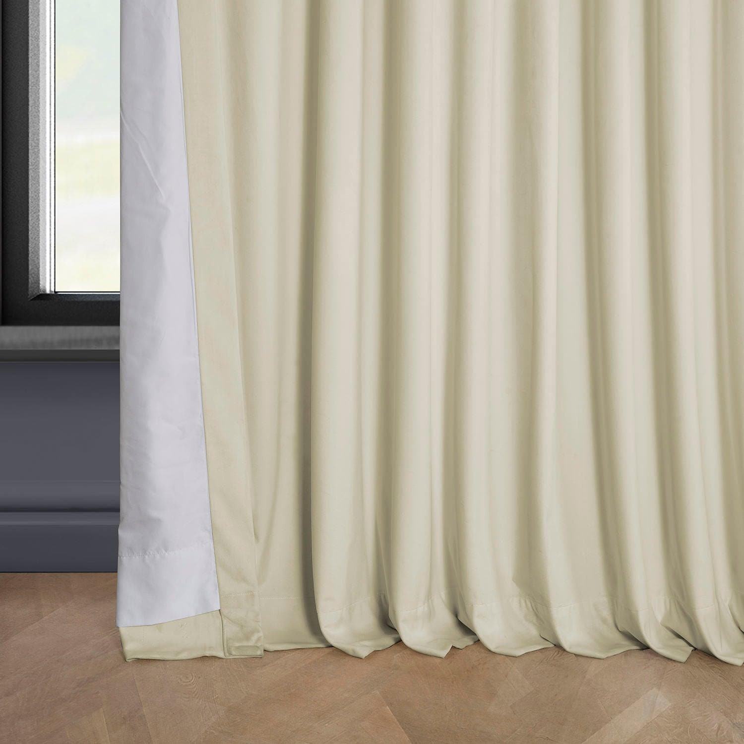 Au Lait Crème Extra Wide Heritage Plush Velvet Blackout Curtains for Bedroom - Thermal Insulated Noise Reducing Window Drapes for Living Room & Nursery (90