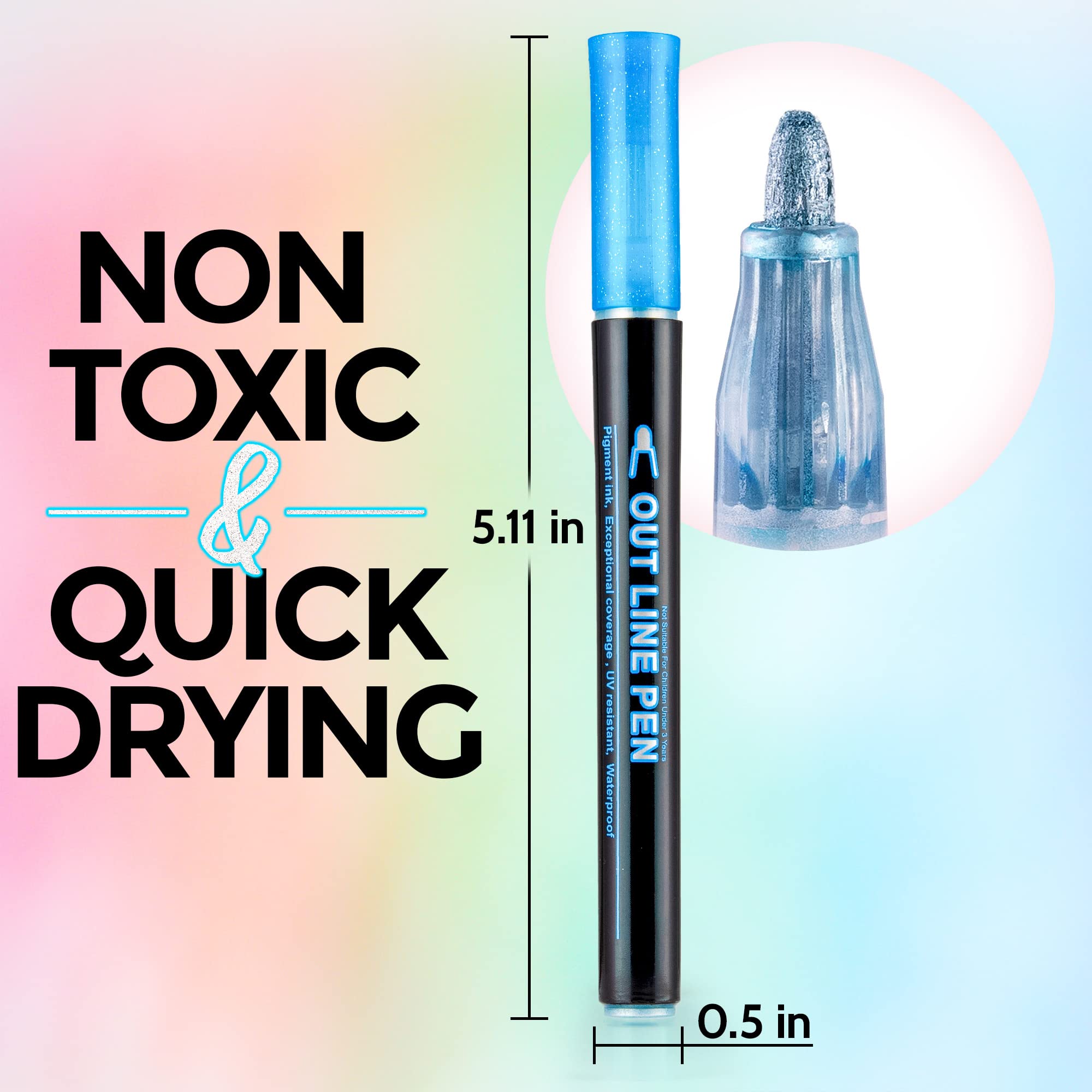 Double Line Outline Markers Set of 12 - Dual Tip Metallic Glitter Pens for Card Making, Scrapbooking, DIY Art Projects, Sketching & Doodle Drawing - Perfect for Gift Wrapping, Journaling, Bullet Notes & Creative Crafting