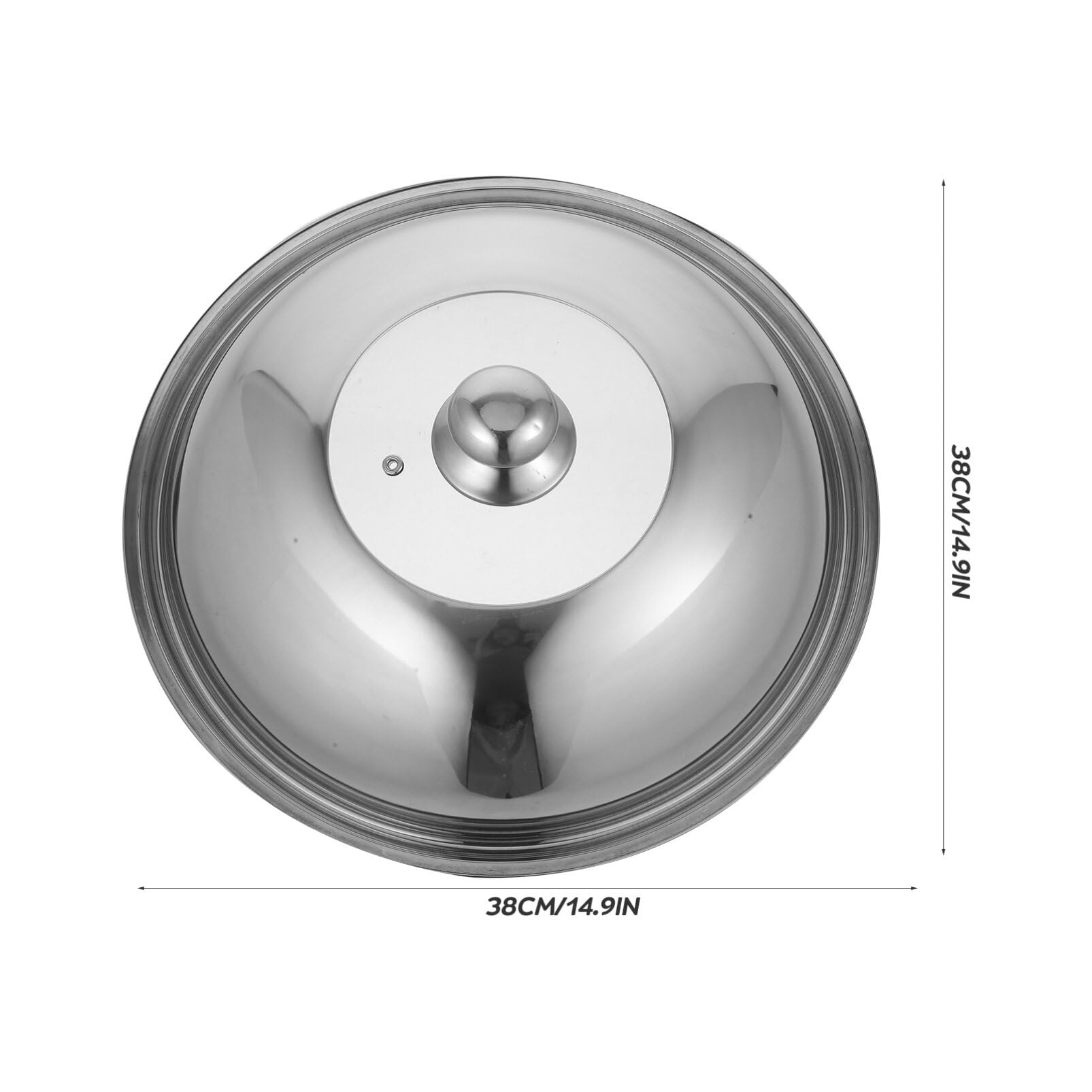 Hemoton 15-Inch Stainless Steel Pot Lid - Universal Replacement Cover for Cookware, Frying Pans & Cast Iron Skillets - Durable Kitchen Supplies for Baking, Cooking & Food Prep (38cm Round)