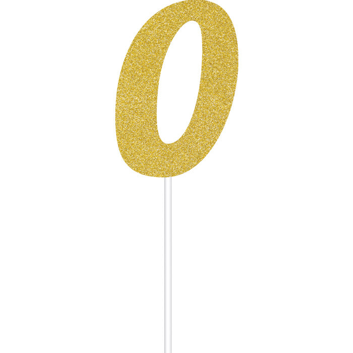12-Piece Bulk Gold Glitter #0 Cake Toppers for Birthday, Wedding & Celebration Decorations - Perfect for Cupcakes, Cakes & Desserts