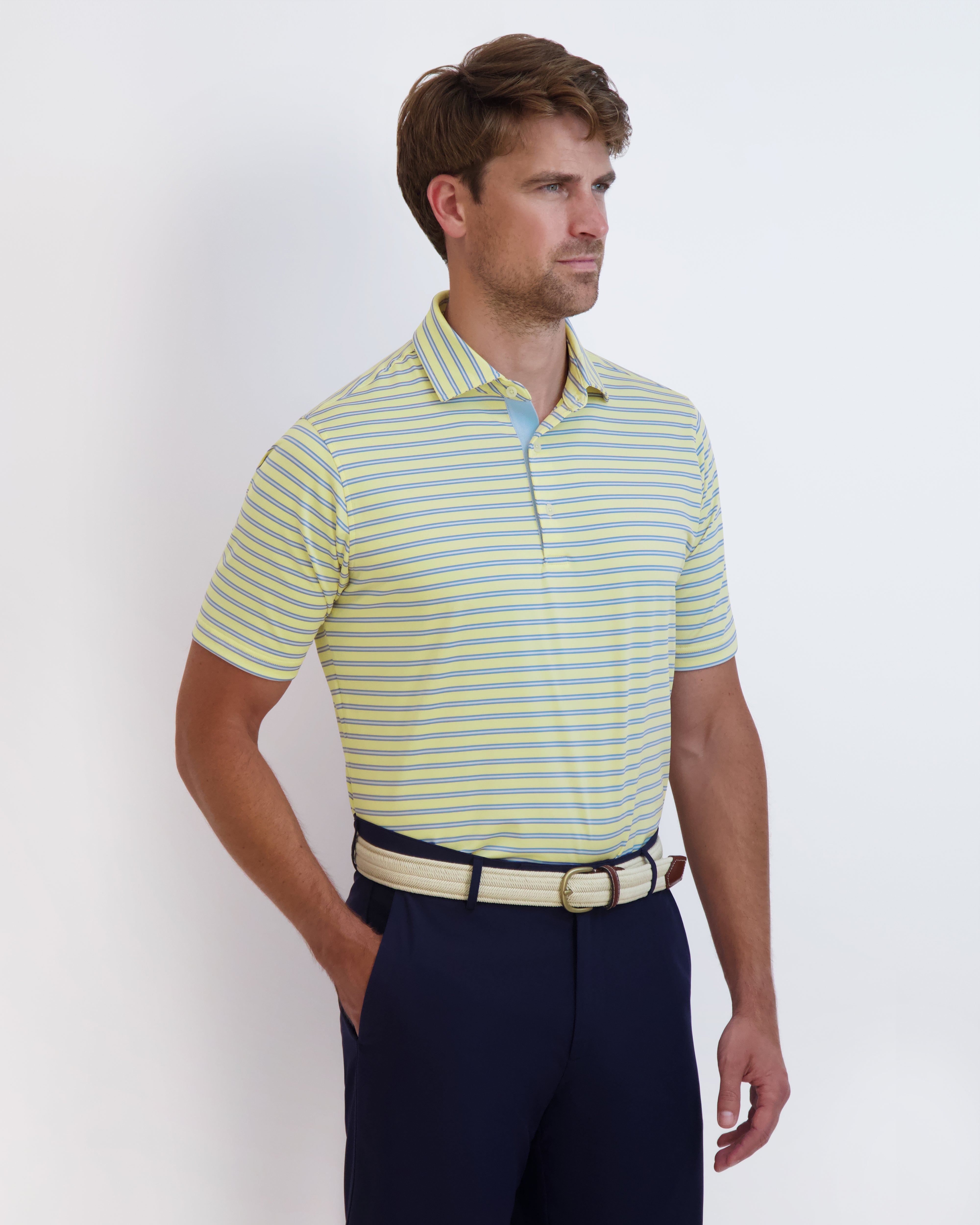 Harbour Stripe Nautical Themed T-Shirt - Classic Blue & White Striped Cotton Tee for Men & Women | Perfect for Beach Vacations, Sailing Trips & Casual Summer Outfits