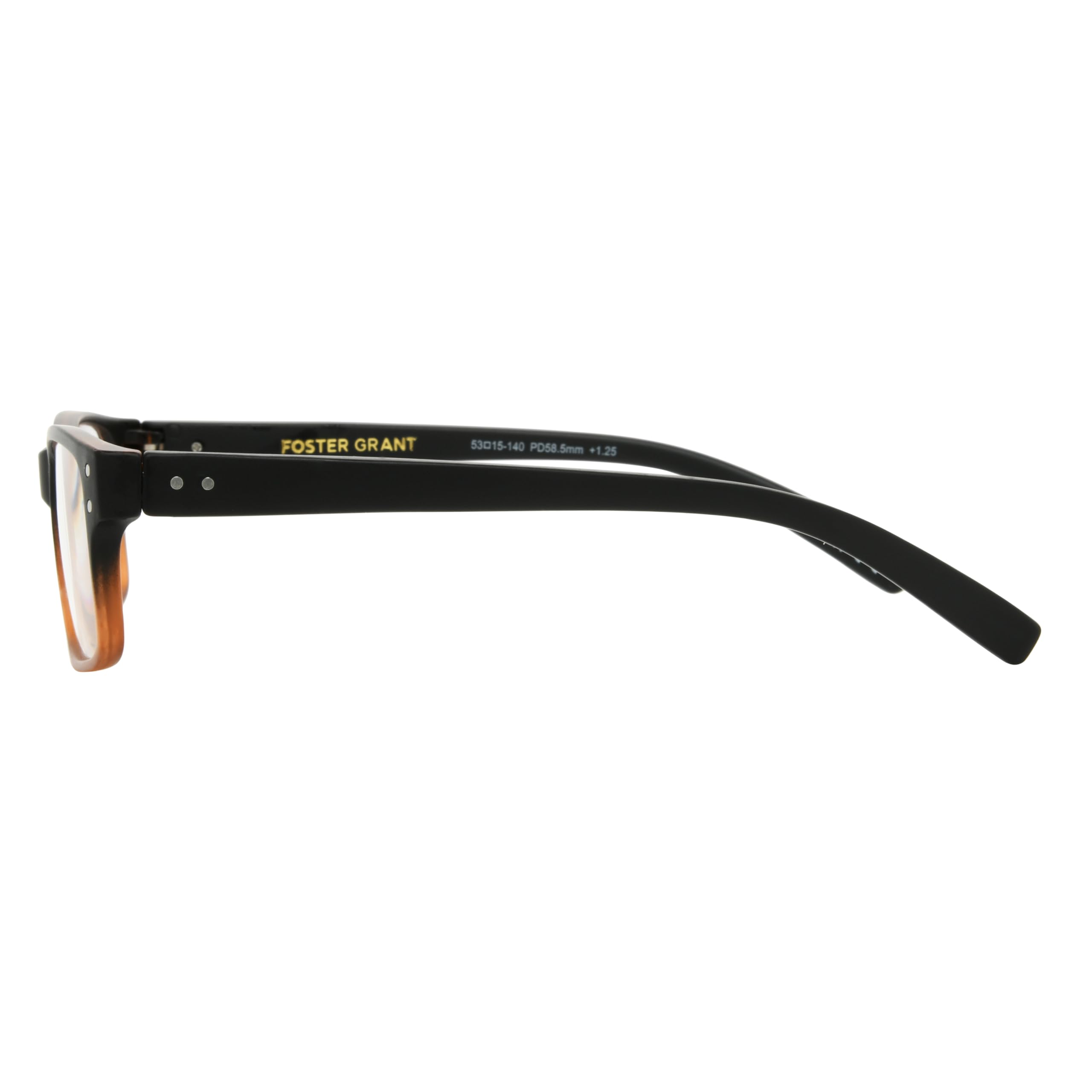 Foster Grant Men's Thomson Square Reading Glasses +1.00 to +4.00 Strength - Lightweight Metal Frame for Computer Work & Reading - Classic Rectangular Eyewear for Office & Home Use