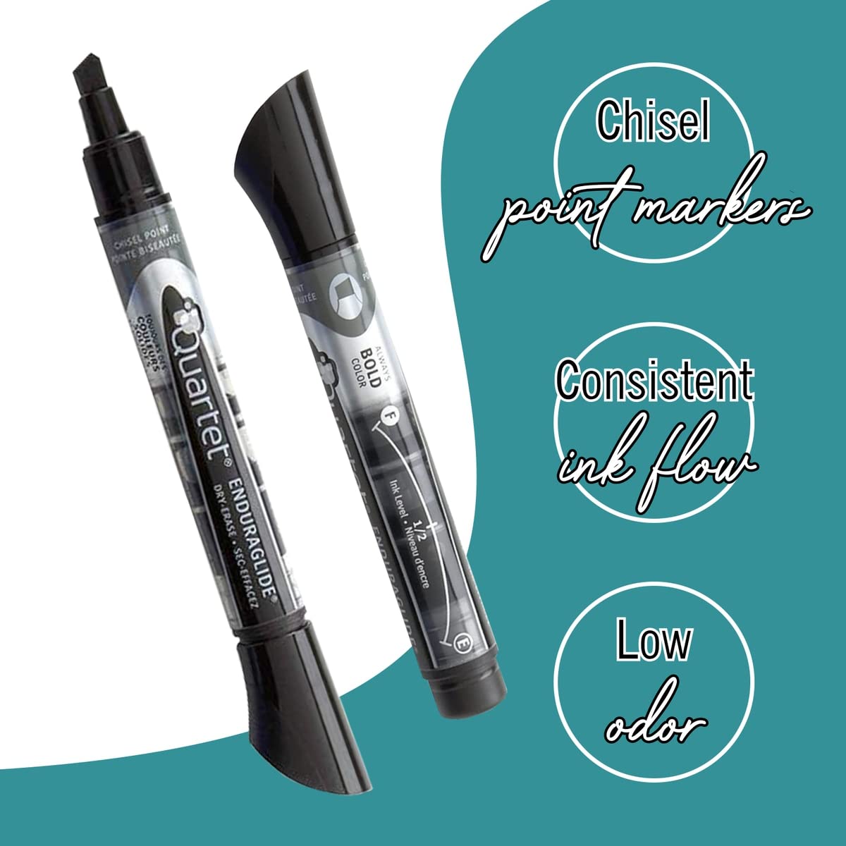 Premium Dry Erase Markers 12-Pack with 2 Magnetic Whiteboard Erasers - Fine Tip Black Whiteboard Markers for Office, Classroom & Home Use - Ideal for Presentations, Teaching & Family Organization