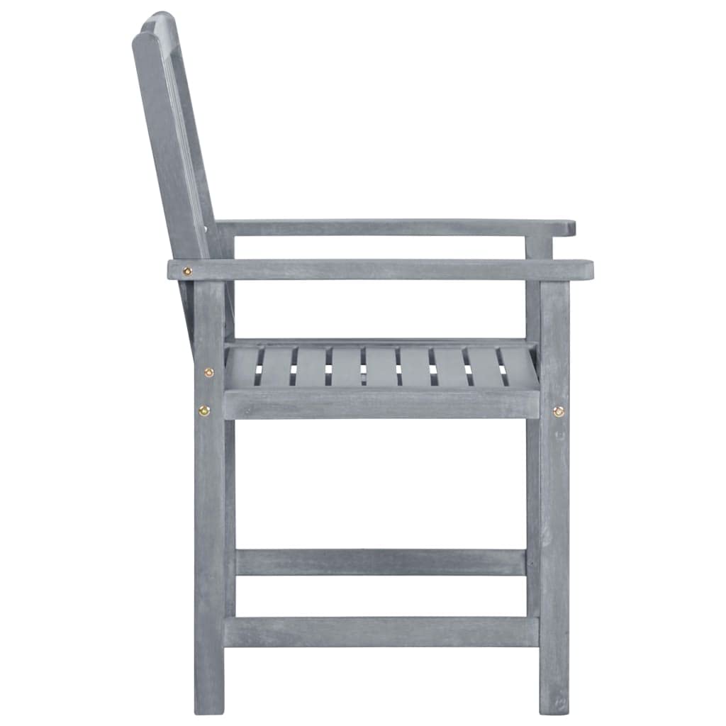 8X Solid Acacia Wood Patio Chairs with Cushions - Weather-Resistant Outdoor Dining Set for Garden, Balcony, Backyard, Terrace - Gray Lounge Seating Furniture for Home & Commercial Use