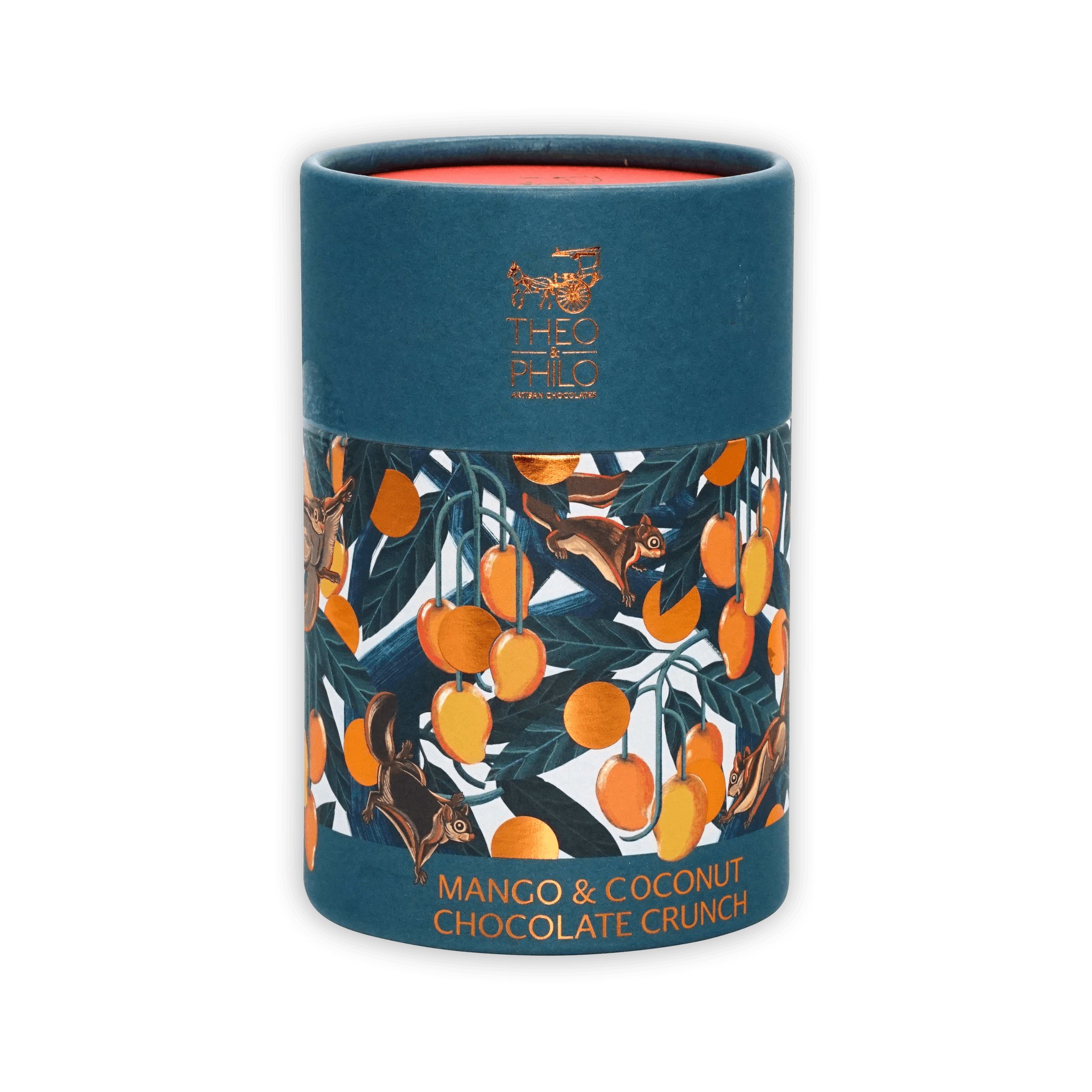 Theo & Philo 65% Dark Chocolate with Mango & Coconut Crunch - Gourmet Vegan Snack for Dessert, Gifts & Healthy Treats