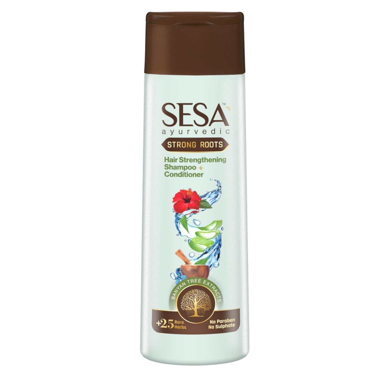 SESA Ayurvedic Strong Roots Hair Shampoo & Conditioner Set - 200ml Paraben & Sulfate Free for Men & Women - Strengthens Hair Roots, Nourishes Scalp - Perfect for Daily Hair Care & Scalp Treatment