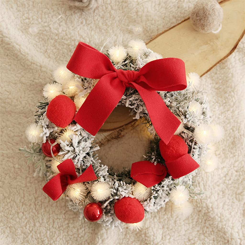 30CM LED Rattan Christmas Wreath Garland - Artificial Holiday Decor for Front Door, Home & Party Decorations (Color C) | Perfect for Indoor/Outdoor Christmas Tree, Mantel & Wall Decor