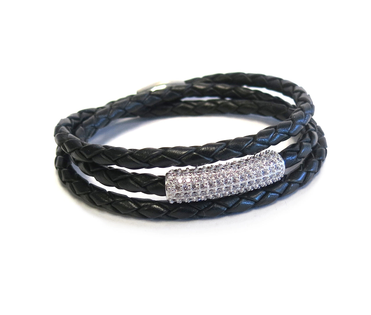 Liza Schwartz Sobe Black Bar Triple Wrap Leather Bracelet for Women - Stylish Boho Wrap Bracelet for Everyday Wear, Gift for Her, Fashion Accessory for Casual & Formal Outfits