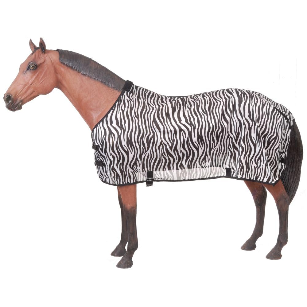 Tough 1 Zebra Mesh Fly Sheet for Horses - Breathable UV Protection Fly Sheet for Summer Riding & Pasture Use