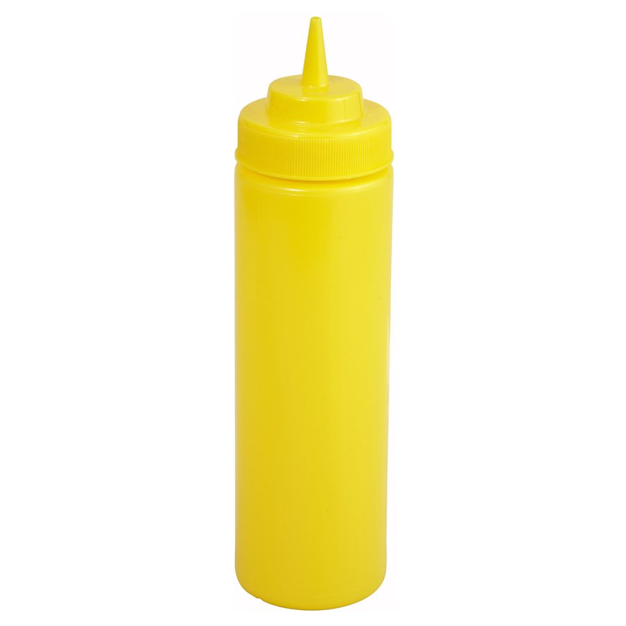 Winco 16 Oz Wide Mouth Squeeze Bottles - 6 Pack, Yellow (PSW 16Y) - Ideal for Condiments, Sauces, and Kitchen Use