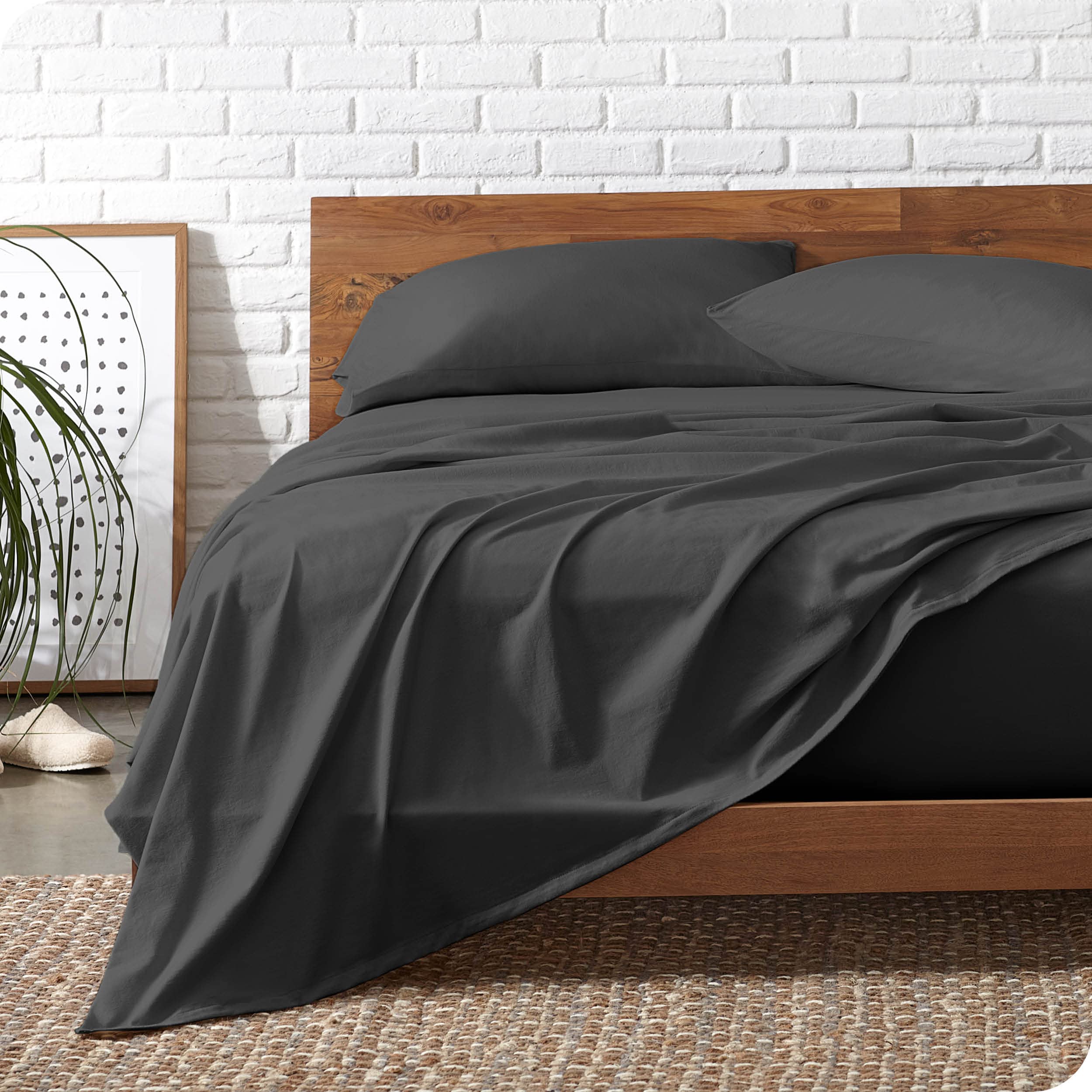 Bare Home 100% Organic Cotton Jersey Sheet Set - Ultra Soft Twin Size Deep Pocket Bed Sheets with Pillowcase (Grey) - Perfect for Cozy Nights, Guest Rooms & Dorm Essentials