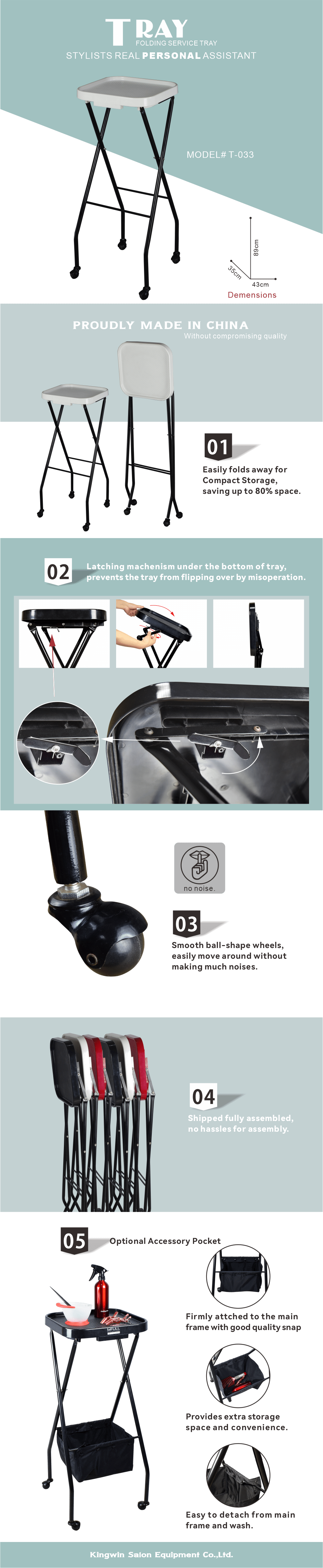 Foldable Serving Tray - CALEB Portable Folding Table Tray for Dining, Breakfast in Bed, Office Snacks & Outdoor Picnics