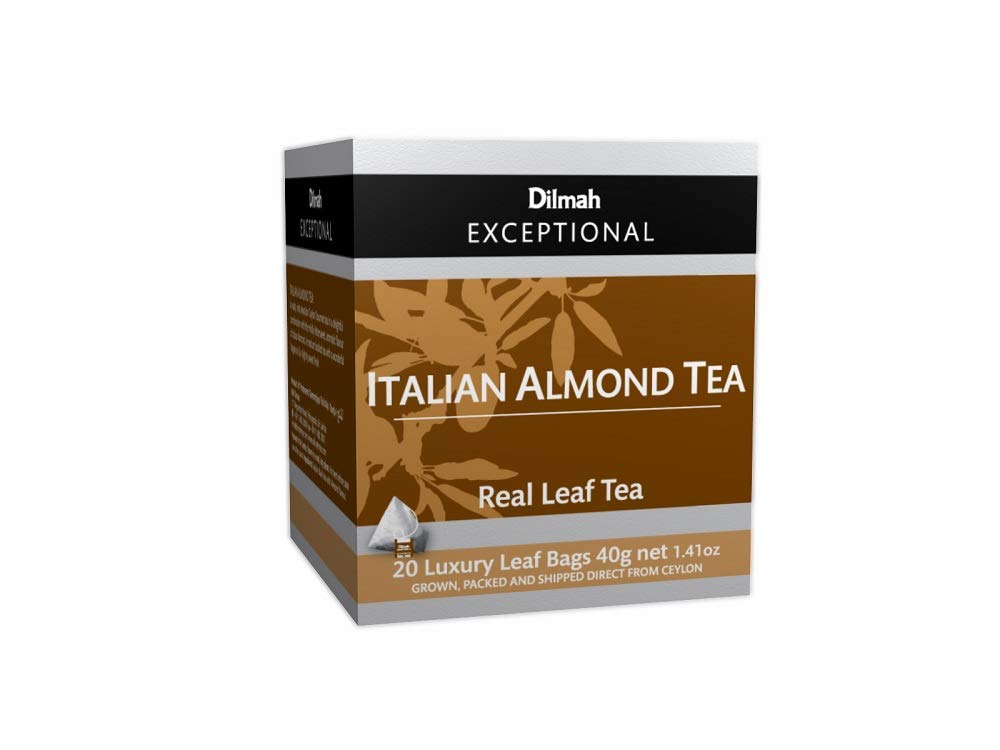 Premium Dilmah Italian Almond Flavored Ceylon Black Tea Bags - 20 Count Luxury Loose Leaf Tea (Pack of 3, 60 Tea Bags Total) | Perfect for Afternoon Tea, Gifts & Relaxation Moments