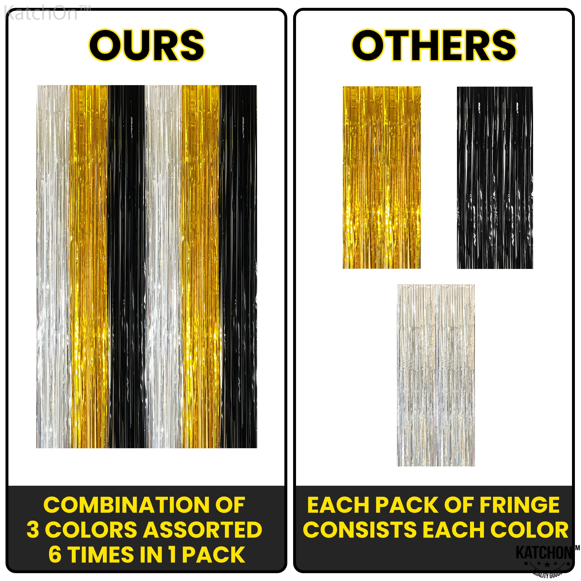 KatchOn Extra Large Silver Black & Gold Backdrop - 8x3.2 Feet (Pack of 2) | Premium Party Decorations for Graduation, Birthday & Special Events | Durable Photo Background for Boys Celebrations, Themed Parties & Home Decor