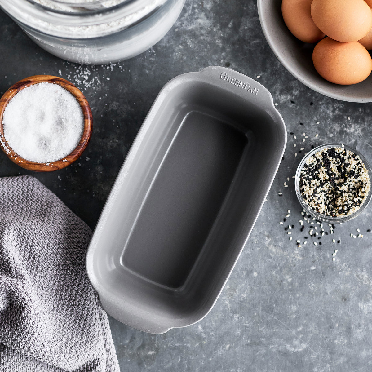 Premiere Nonstick Ceramic Loaf Pan - 1 Pound, Oven Safe Bakeware for Bread, Meatloaf & Cakes - Perfect for Home Baking, Holiday Cooking & Gift Giving