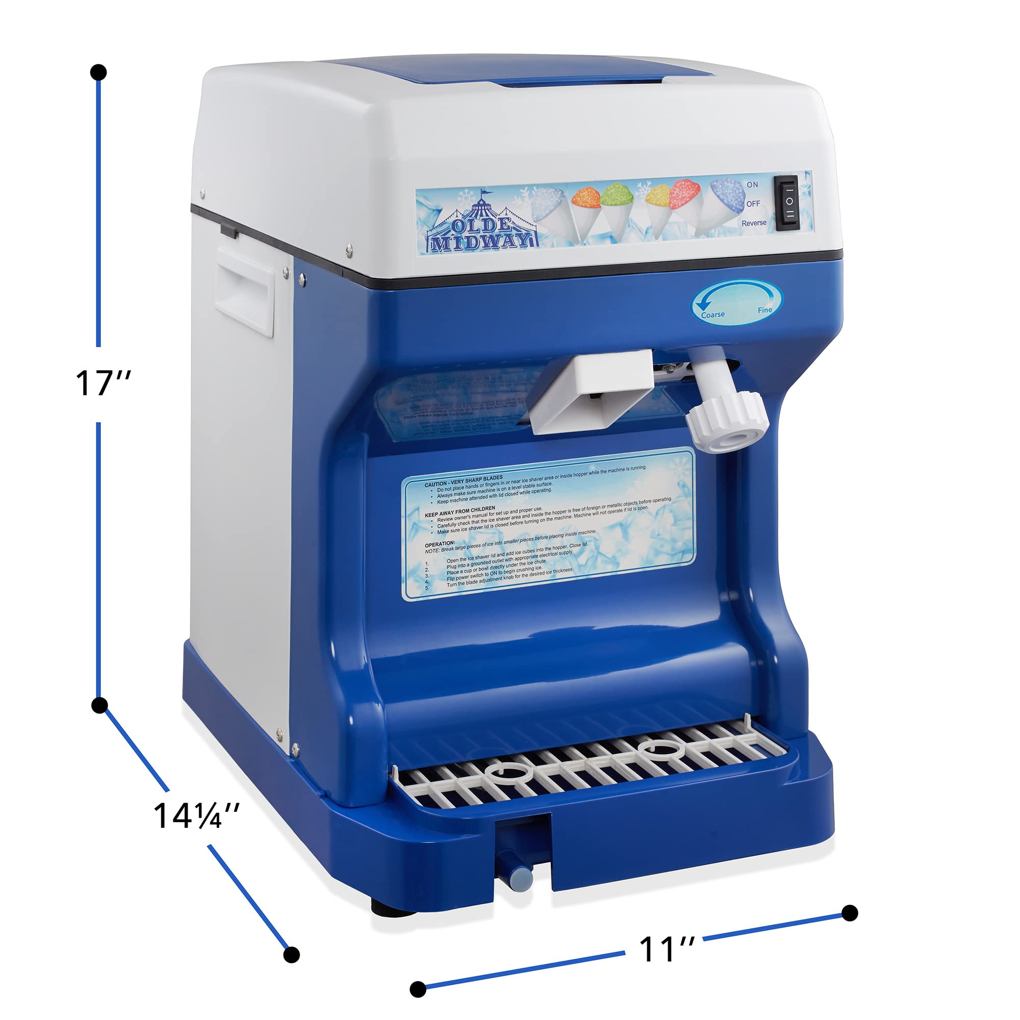 Olde Midway Electric Snow Cone Machine - Commercial & Home Use Shaved Ice Maker for Slushies, Desserts & Party Treats | Perfect for Summer Parties, Carnivals & Family Gatherings