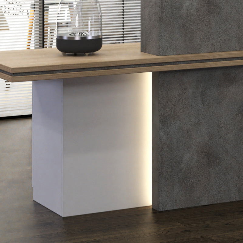 JARIN 2.4M Left Panel Reception Desk in Carbon Grey & White - Modern Office Furniture for Corporate Lobby, Hotel Front Desk & Business Reception Areas