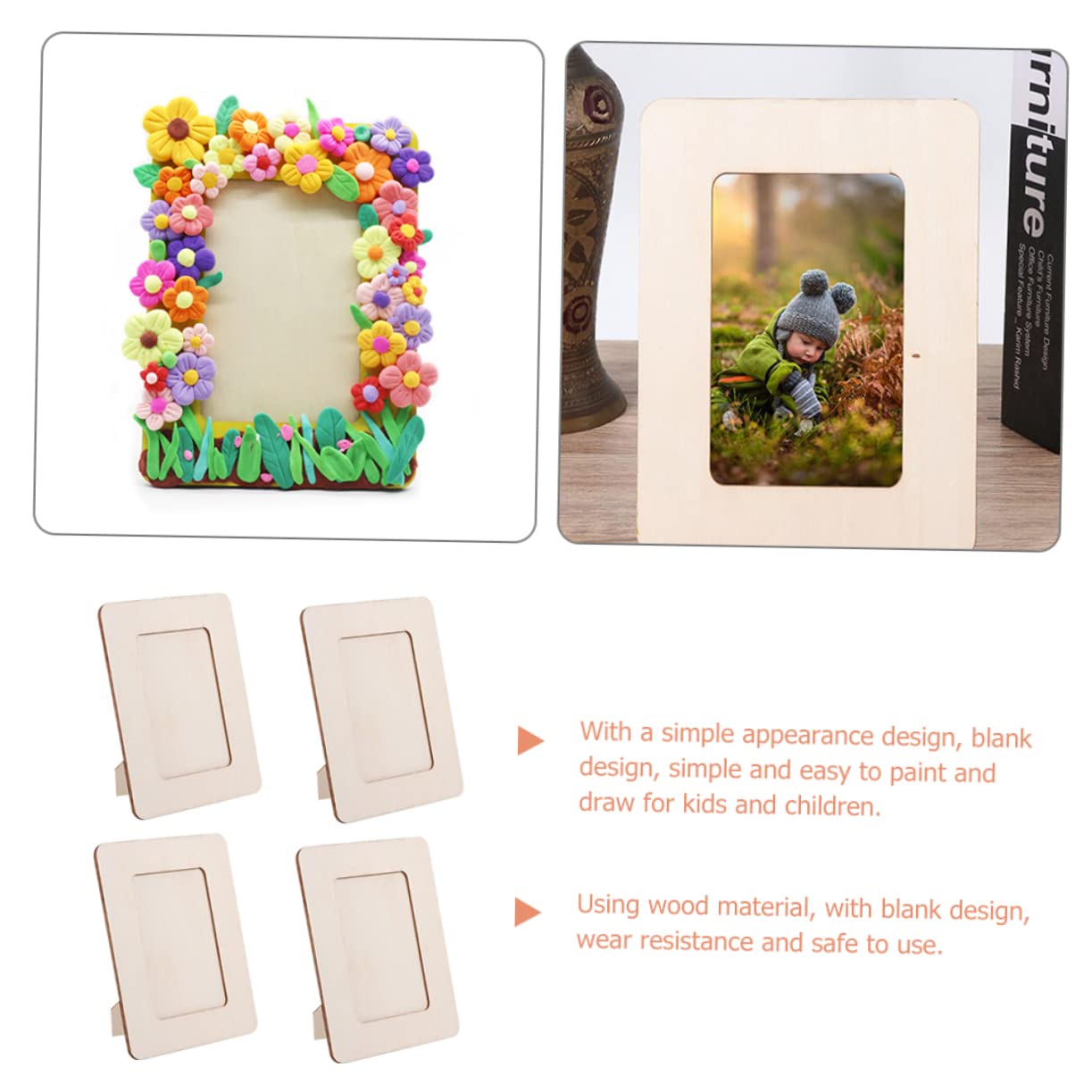 HAPINARY 8 Pcs Unfinished Wooden Photo Frames - DIY Painting Craft Kit for Tabletop Display, Home Decor, and Gift Making