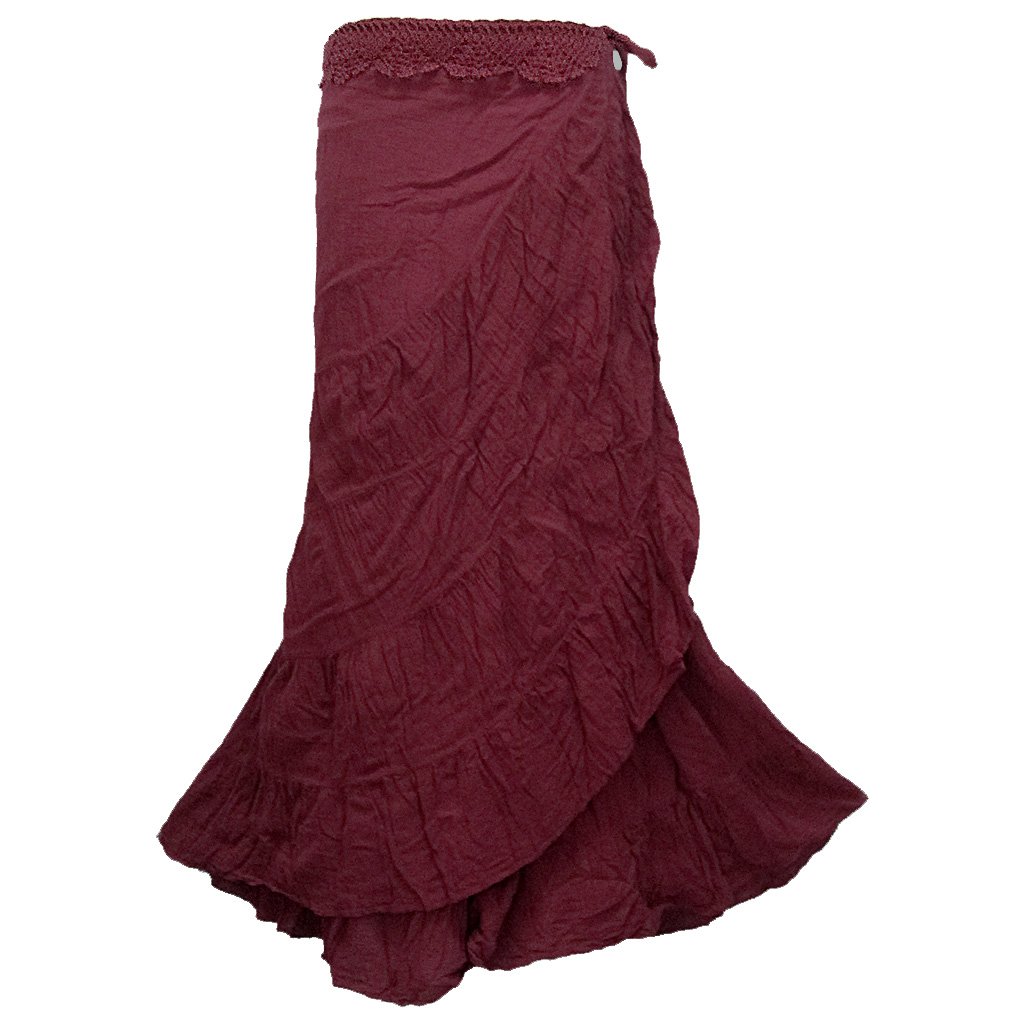 Coconutwow Women's Crochet Waist Ruffle Wrap Long Skirt - Boho Summer Beach Maxi Skirt for Women, Perfect for Vacations, Music Festivals & Casual Outings