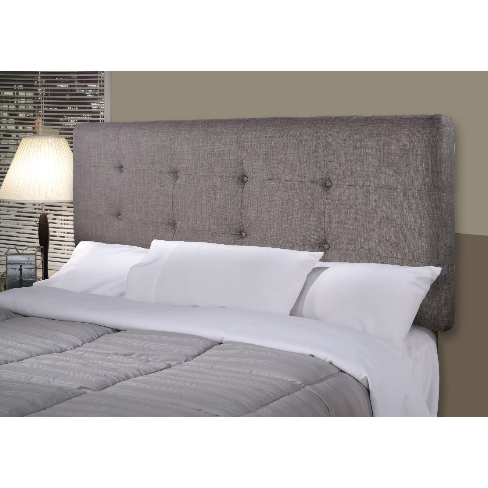 MJL Furniture Designs Ali Allure Series Modern 8-Button Tufted Adjustable Upholstered Headboard - California King Size, Charcoal Gray - Perfect for Master Bedroom Decor & Luxury Bedroom Makeover