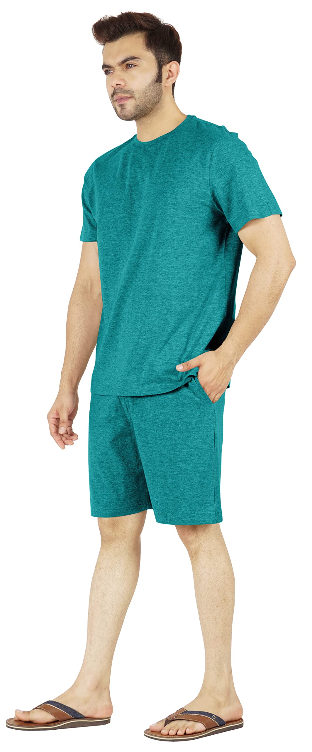 Inkmeso Men's 2-Piece Cotton Pajama Set - Breathable Short Sleeve T-Shirt & Lounge Shorts for Summer Sleepwear | Perfect for Nighttime Comfort, Lounging at Home, and Vacation Relaxation
