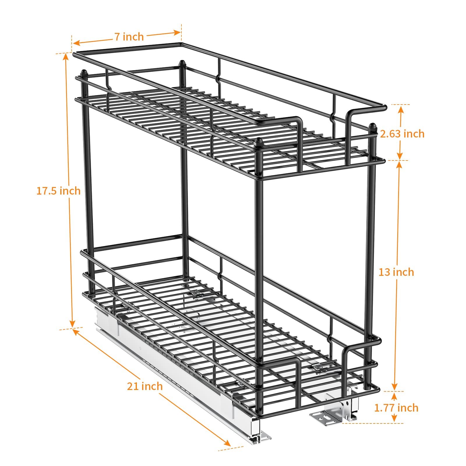 ROOMTEC 2-Tier Pull Out Cabinet Organizer for Narrow Spaces (7