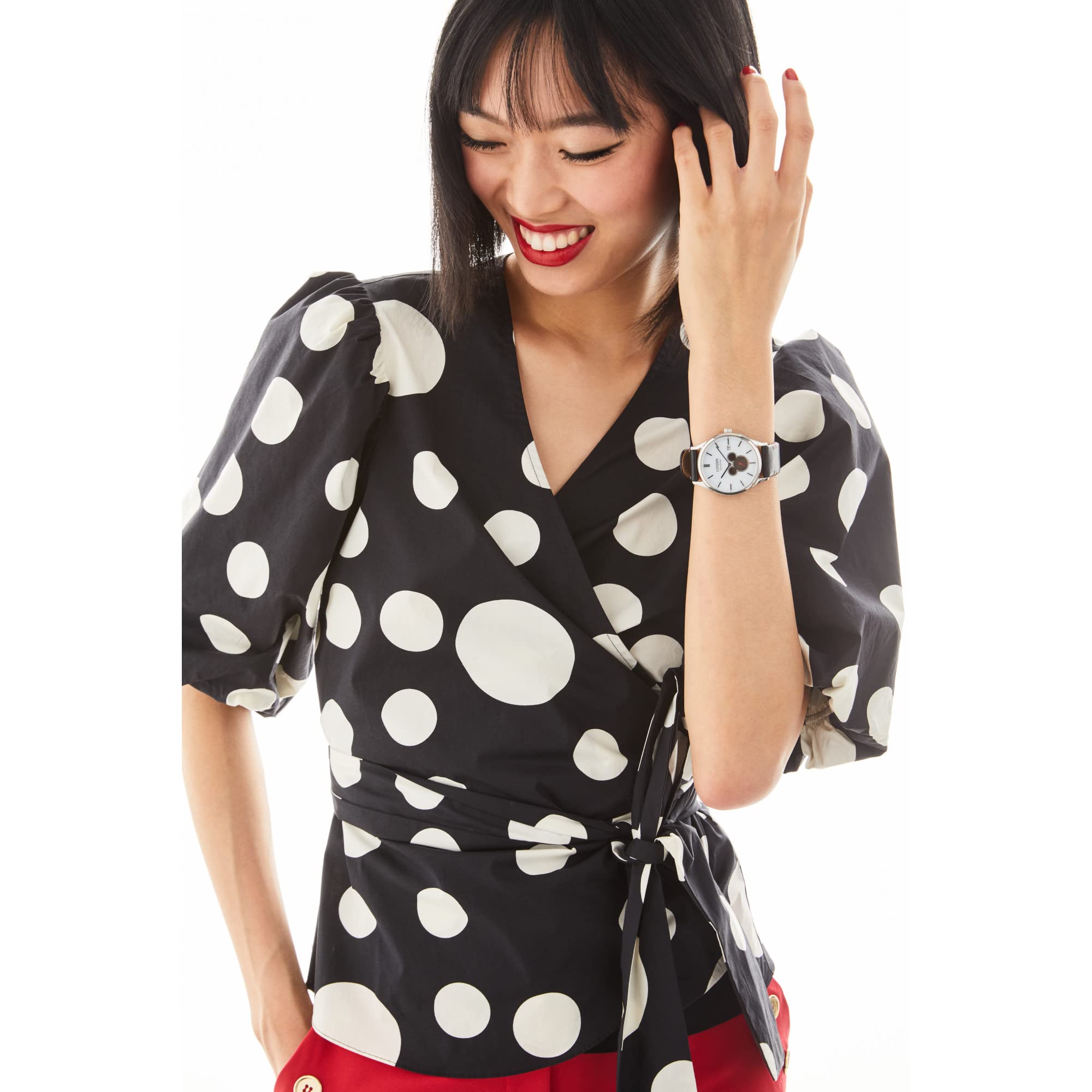 Citizen Eco-Drive Disney Mickey Mouse Unisex Watch - Stainless Steel Case with Genuine Leather Strap - Solar Powered, Water Resistant - Perfect for Disney Fans, Collectors & Everyday Wear