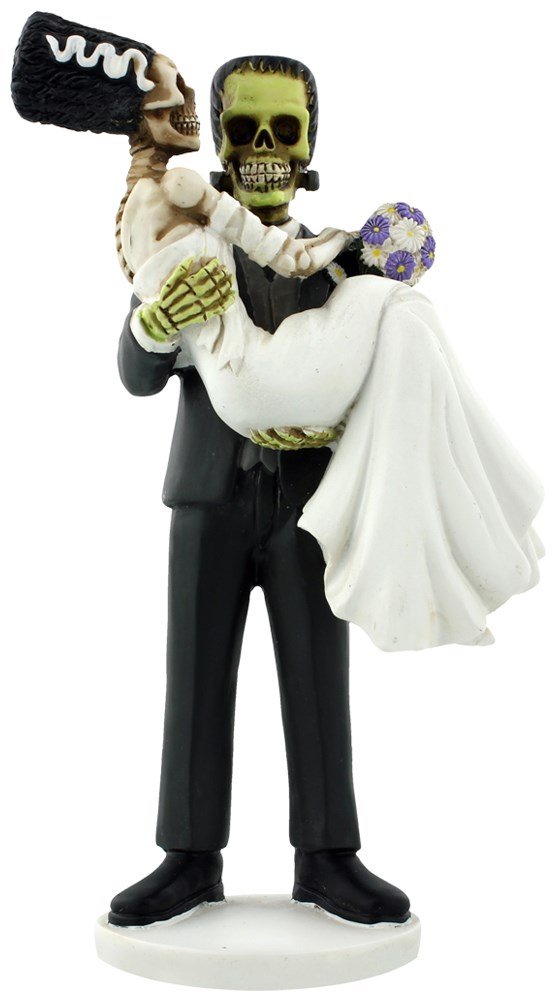 YTC Summit Frankenskull and Bride Figurine - Gothic Horror Collectible Statue for Home Decor, Halloween Display, and Horror Movie Fan Gifts