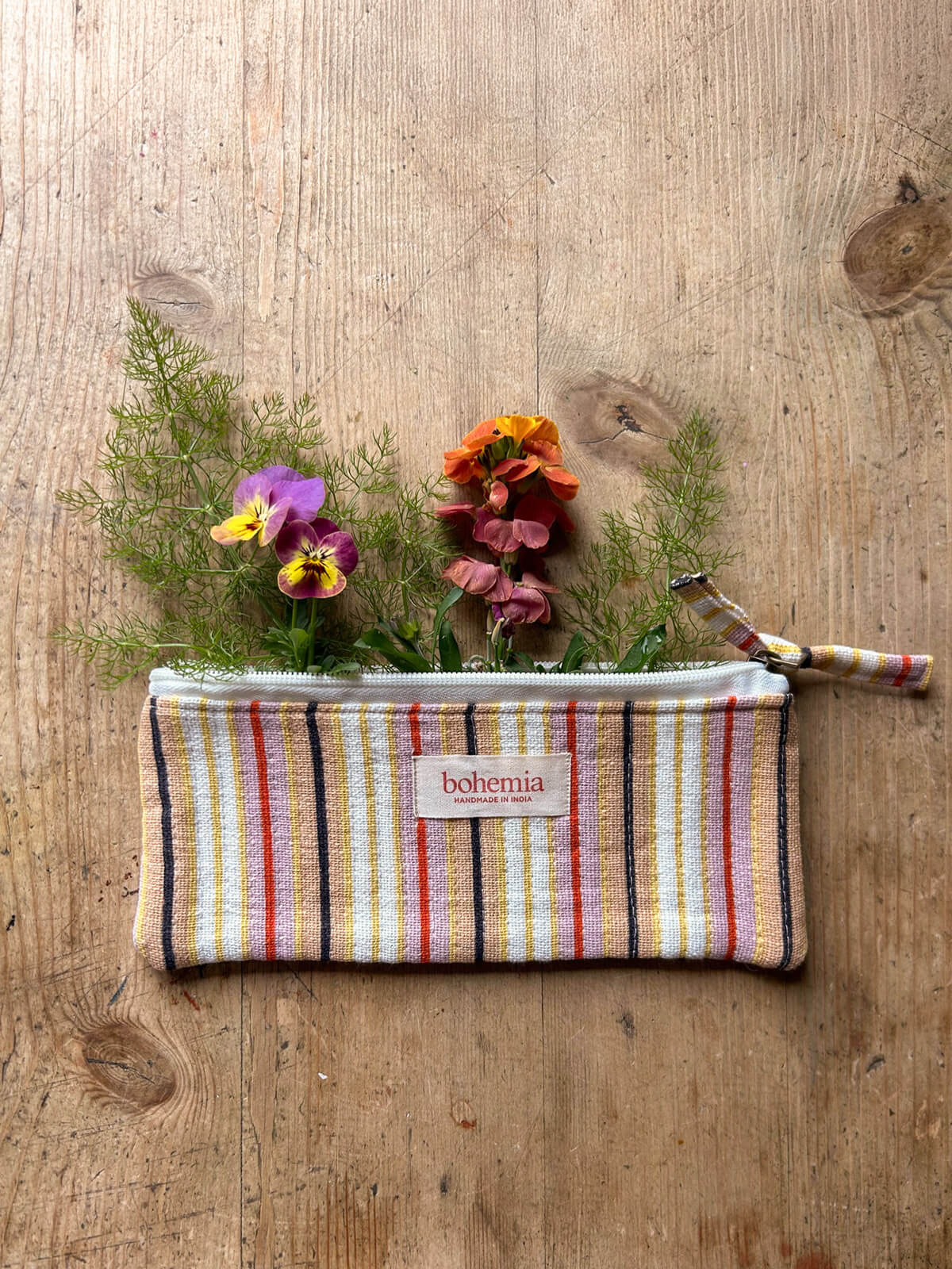 Jaipur Stripe Pencil Case - Colorful Tutti Frutti Design for School, Office & Travel - Perfect for Organizing Pens, Markers & Art Supplies