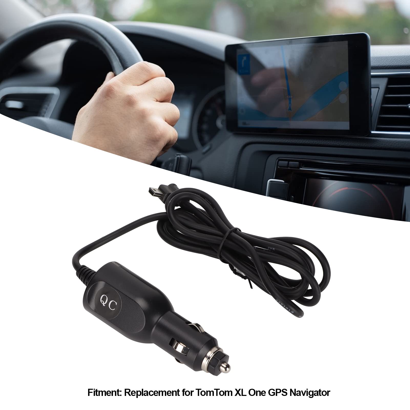 ASHATA GPS Car Charger Cable for Tomtom XL One - Replacement Vehicle Power Cord with Cigarette Lighter Adapter | Perfect for Road Trips, Navigation & Long-Distance Driving