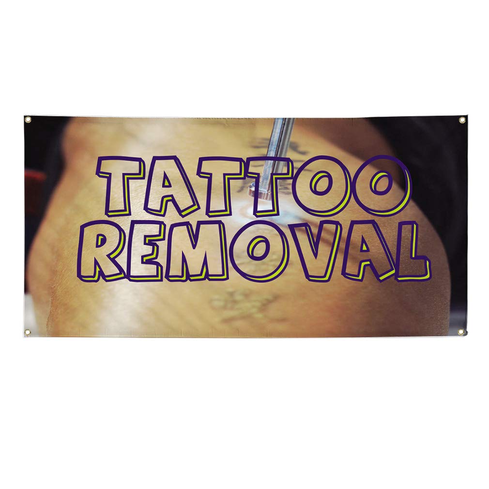 Custom Vinyl Banners 48x96 Inches - Heavy Duty Weatherproof Outdoor Sign with 8 Grommets for Tattoo Removal Advertising, Business Promotion & Yard Signs (Multiple Sizes Available) - Perfect for Trade Shows, Storefronts & Event Marketing