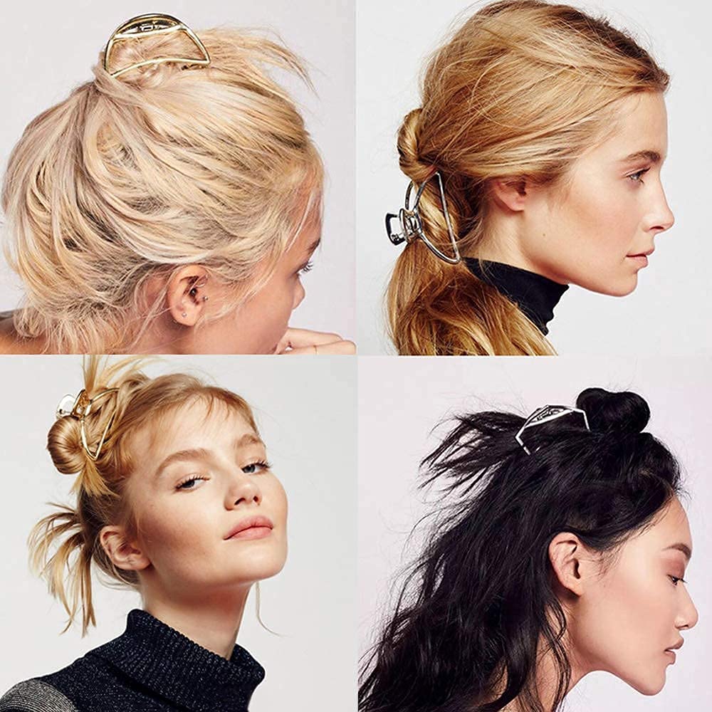 Stylish Gold Metal Hair Clips for Women & Girls - 8 Pack Medium Size Hair Clutchers, Hair Accessories for Women, Perfect Gift for Her - Great for Parties, Weddings, and Everyday Styling