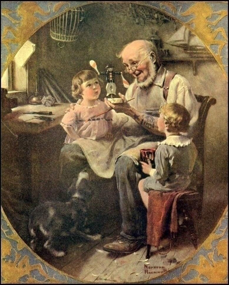 Norman Rockwell The Toy Maker Art Print 8x10 Inches - Famous American Artist 50835 - Perfect for Home Decor, Office Wall Art & Gift Giving