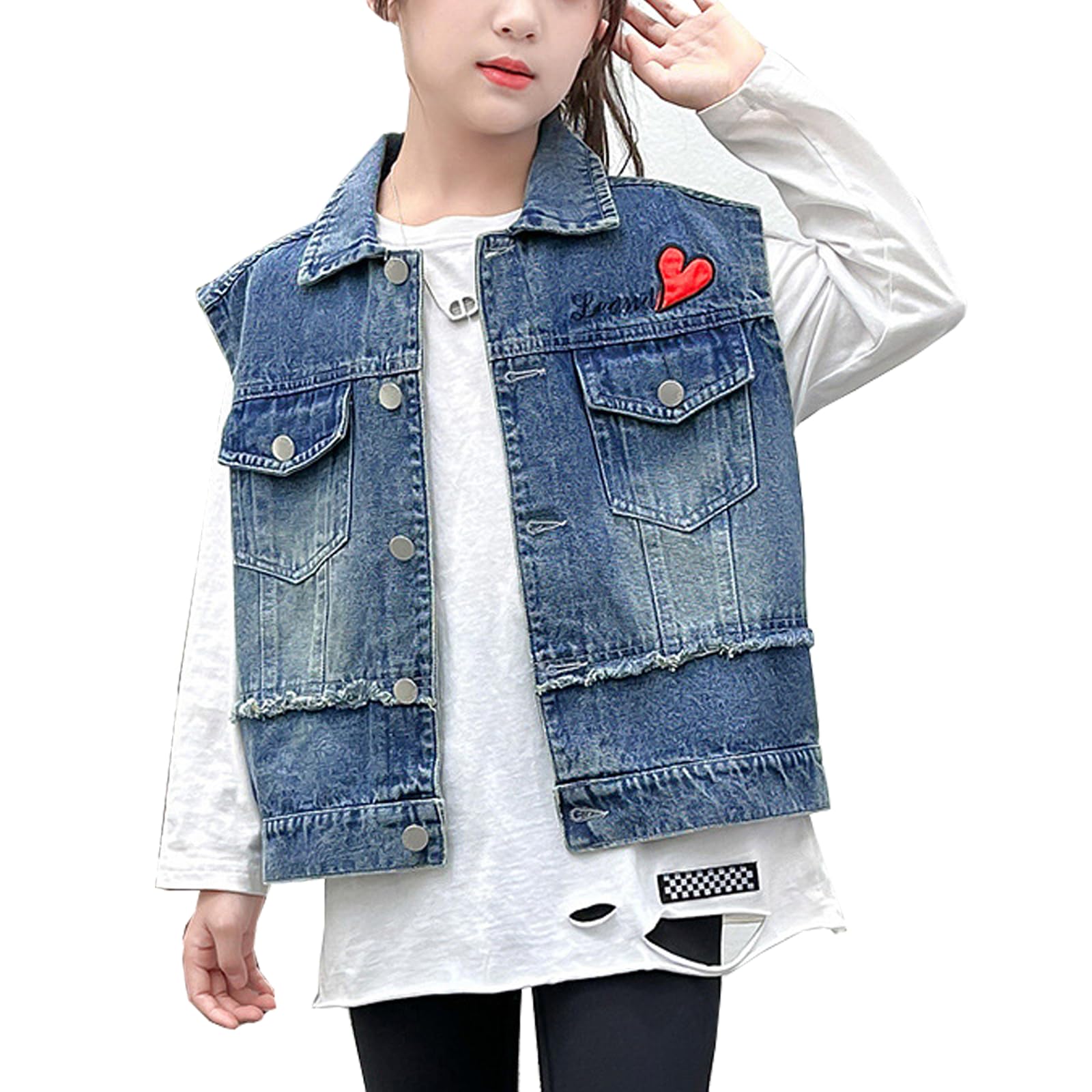 Girls Denim Vest - Button Down Sleeveless Jean Jacket for Kids Ages 4-14 | Cute Outerwear for School, Playdates & Casual Outings